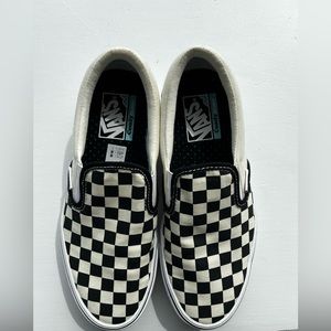 Checkered Vans. Slip ons.